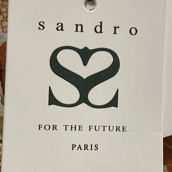 SANDRO PARIS Ecru Floral Viscose Long Balloon Sleeve Shirt Dress Sz 4 NWT MSRP$4 - Picture 3 of 11